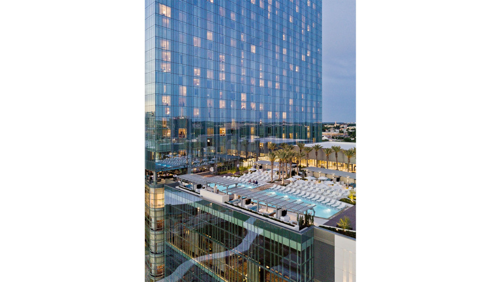 A high angle view of a building.